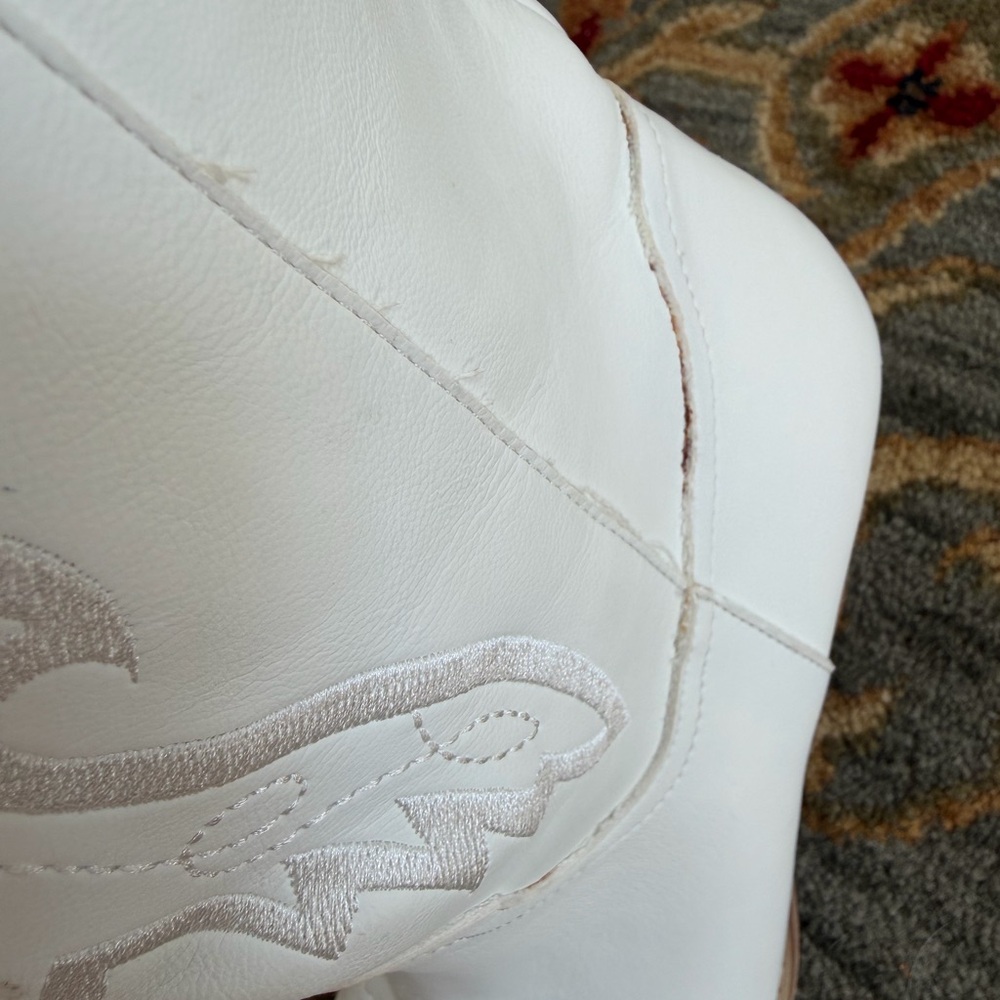 Mi.iM white Western Cowgirl Boots 8.5 Coastal Cowgirl Festival Boho - Picture 15 of 16